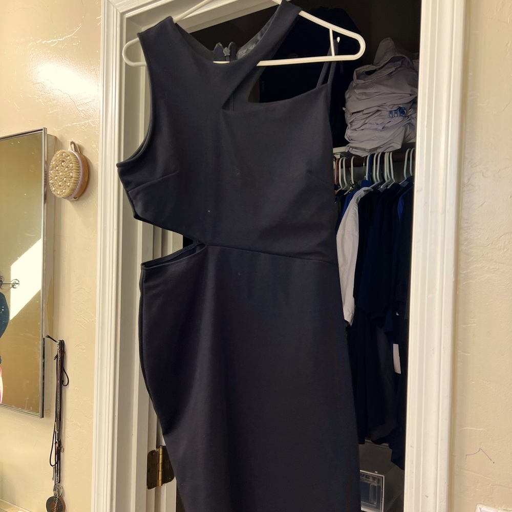 TopShop Cut Out Black Midi Dress